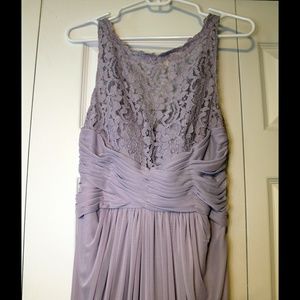 Sleeveless Long Mesh Dress w/ Corded Lace